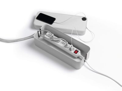 caja-para-recoger-cables-con-regleta-gris