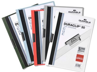 carpeta portadocumentos con clip de plastico varios colores