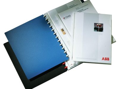 carpetas presentacion con anillas rojas y fundas transparentes baratas