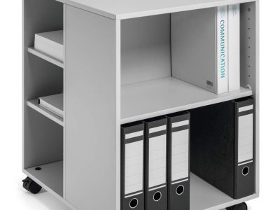 carrito multifuncion con estantes varios compartimentos para oficina gris