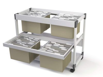 carrito para carpetas colgantes con dos pisos