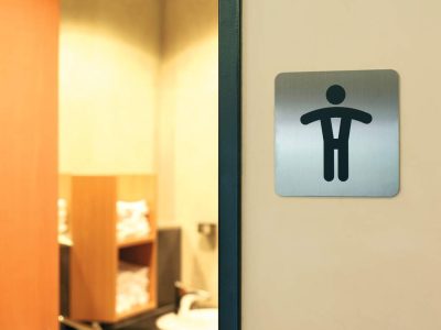 cartel de acero inoxidable para puerta wc hombres