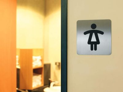 cartel de acero para puertas wc mujeres