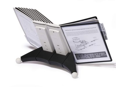 clasificador negro para mesa con reposapie