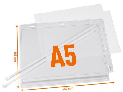 funda A5 impermeable informativa con bridas