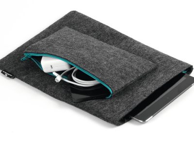 funda para portatil y tableta de fieltro reciclado con bolsillos
