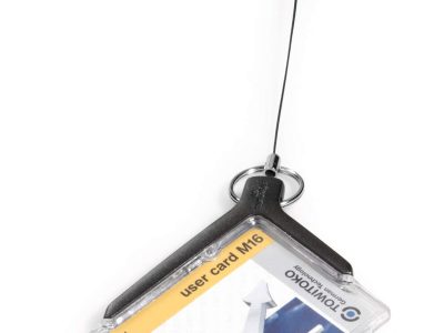 identificador con cordon extensible cromado para 1 tarjeta