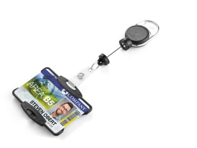 identificador con cordon extensible para tarjeta negro