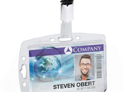 Identificador rígido con pinza para 1 tarjeta pack 25 uds