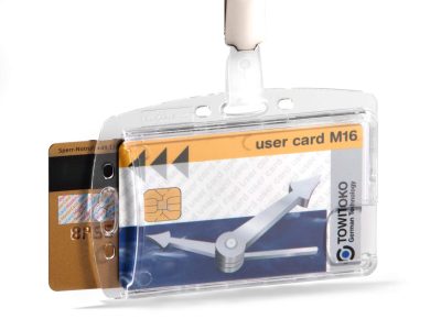 Identificador rígido con pinza para 2 tarjetas pack 25 uds