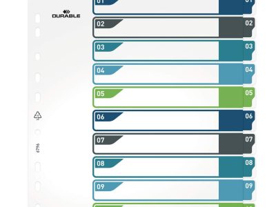indices A4 con 12 divisiones y pestañas