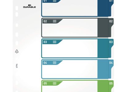 Índices A4+ con 6 divisiones y pestañas colores y portada imprimible
