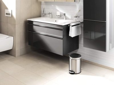 papelera con pedal de acero inox 5L circular barata