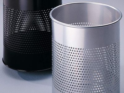 papelera metal 15L circular con perforaciones