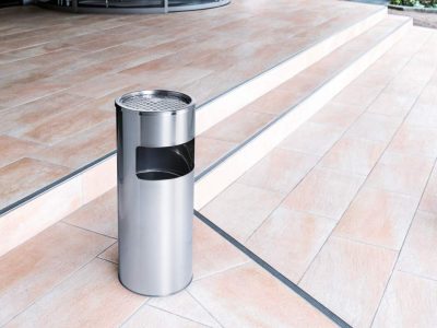 papeleras acero inoxidable 17L circular con cenicero