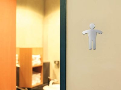 pegatina de puerta acero inox para wc hombres