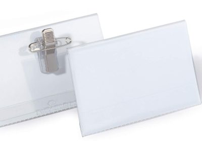 portanombres 54mm con pinza transparentes