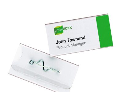 Portanombres 30x60 mm con alfiler pack 100 uds