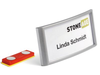 portanombres con iman 34mm metalico plateado