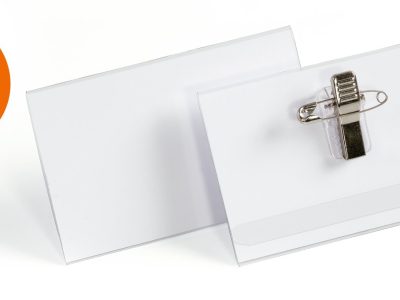 portanombres con pinza ecologicos transparente