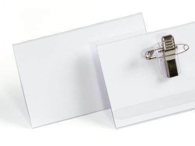 portanombres con pinza ecologicos transparente