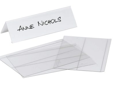 Portanombres de mesa 61/122x210 mm PET pack 10 uds