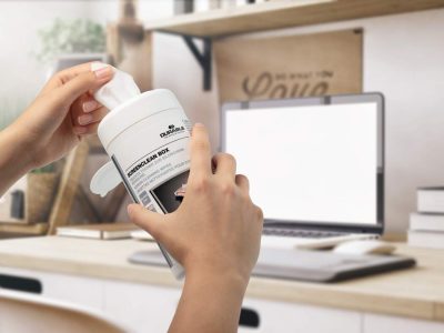 toallitas en bote dispensador para oficinas